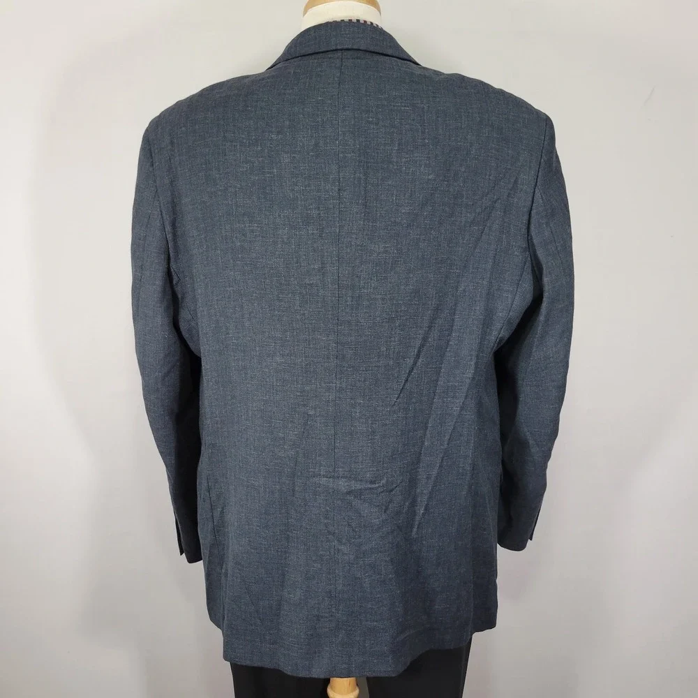 Travel Smith Men's Sport‎ Coat Blazer Two Button Blue Polyester Blend 46R